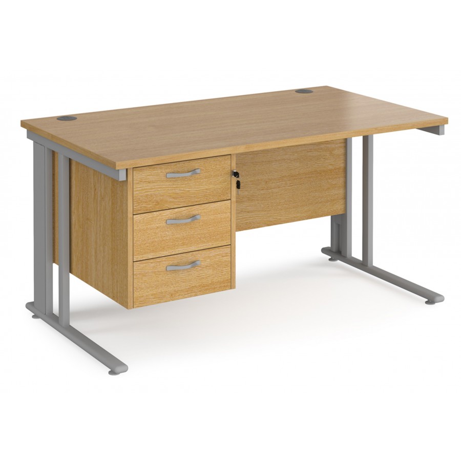 Maestro Cable Managed Desk with Three Drawer Pedestal